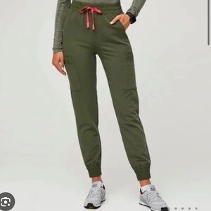 FIGS High Waisted Zamora Jogger Scrub Pants - Olive Green - Women's Large